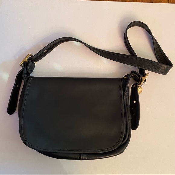 Coach Handbags - LAST CHANCE Vintage Coach Black Leather Crossbody Bag